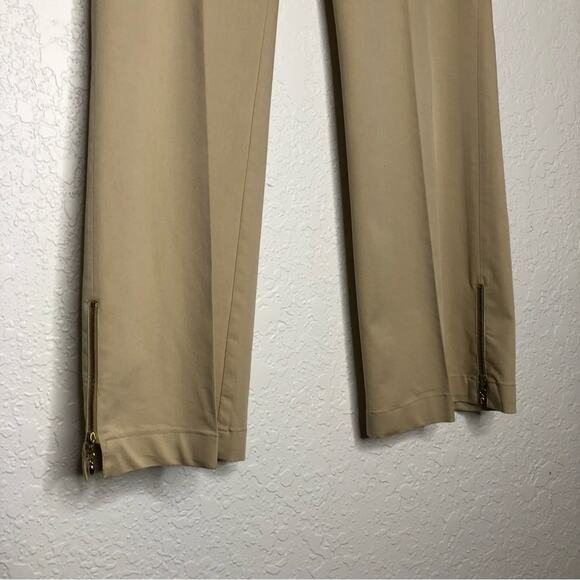 St John Collection tan khaki gold zipper high rise pants size 12 - Picture 3 of 15